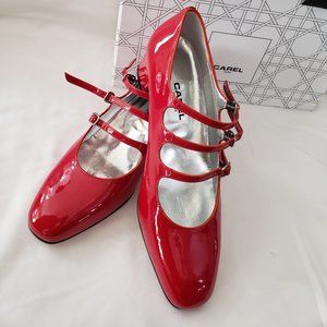 CAREL Paris Kina Red Patent Leather Mary Janes 8.5